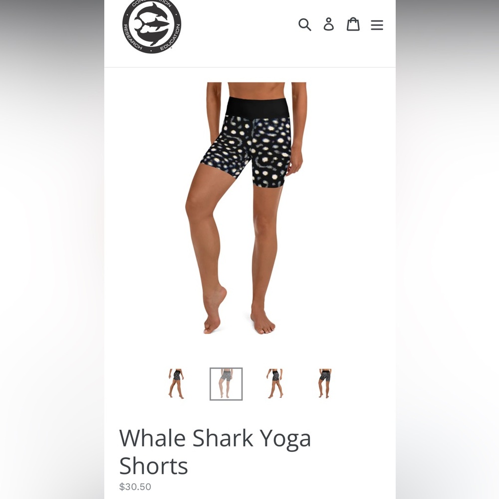 One Ocean Designs Whale Shark Yoga Shorts